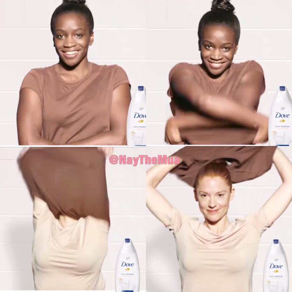 Grid of images from Dove shower ad